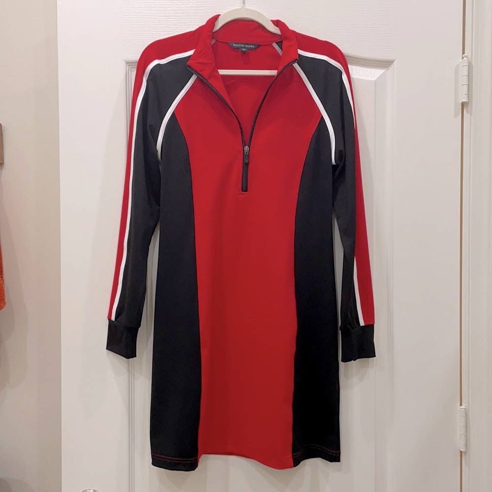 Boston Proper long sleeve Chic Sport Zip Dress Sz M (10-12)